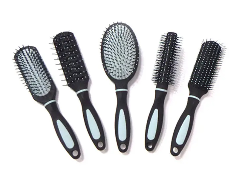 Plastic Handle Detangle  Hard Bristle Scalp Massager Comb Set