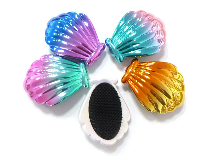 Shell Shaped Electroplated Mini Detanging Kids Hair Brrush