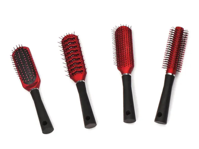 Rubber Coating Plastic Cushion & Vent Hair Brush Set