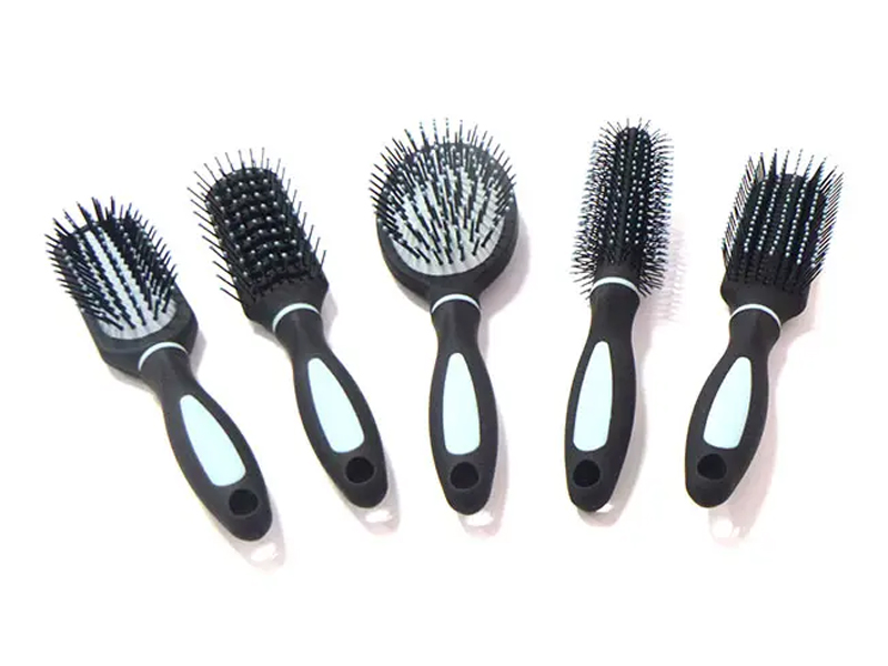 Plastic Handle Detangle  Hard Bristle Scalp Massager Comb Set