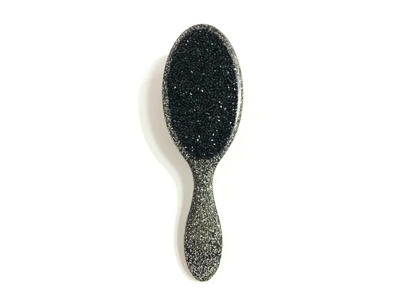 Jewelry Bling Oval Plastic Hair Brush With Handle