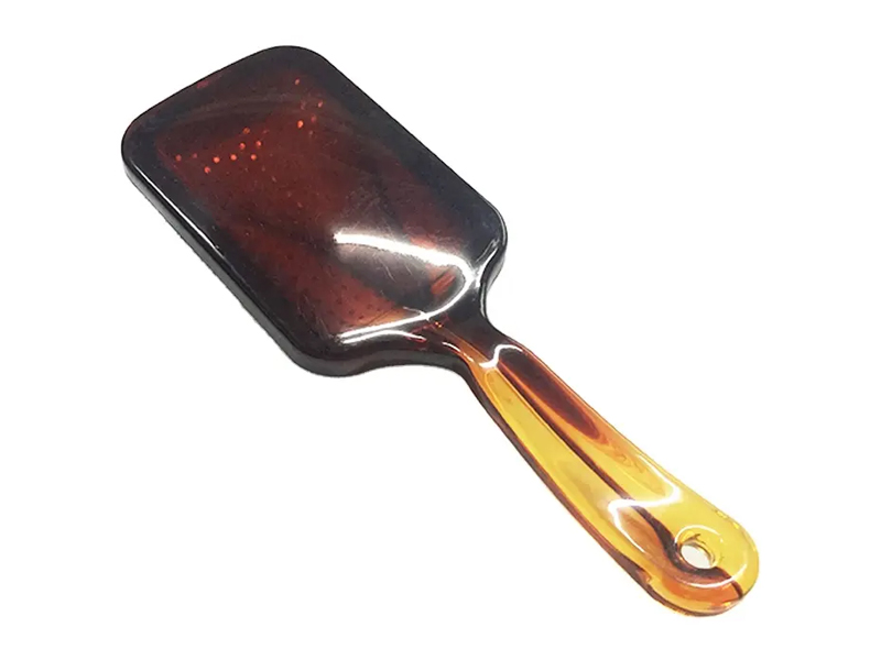 Amber Color Paddle Hair Brush with Metal Pins