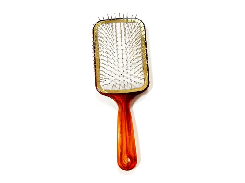 Amber Color Paddle Hair Brush with Metal Pins