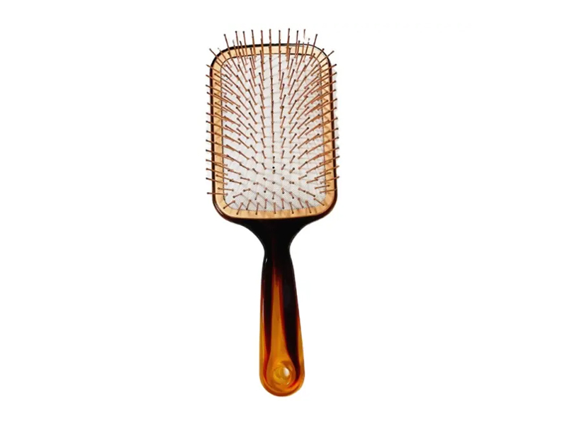 Amber Color Paddle Hair Brush with Metal Pins