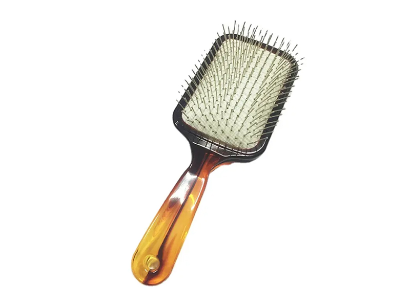 Amber Color Paddle Hair Brush with Metal Pins